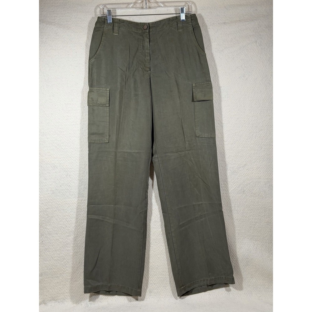 Real Clothes Saks Fifth Avenue Cargo Pants Womens 10 Olive Minimalist‎ Utility